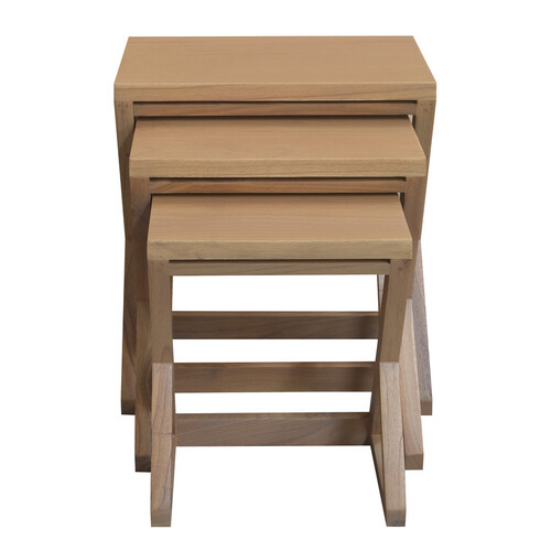 Manhattan Solid Mindi Timber Nest of Tables - Set of 3 (Natural)