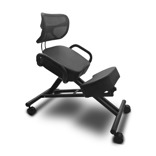  Adjustable Ergonomic Office Kneeling Chair with Backrest (Black)