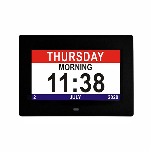  Day Date Calendar Clock Dementia Clock Digital Alarm Clock with Large LCD Screen (Black)