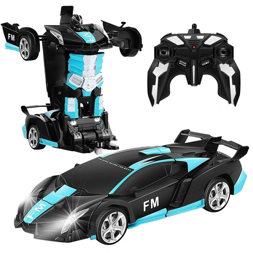  Transform Car Robot Sport Car with Remote Control (Black Cyan)