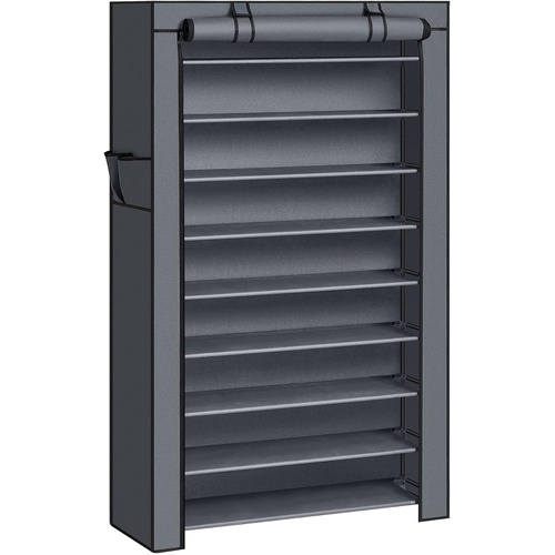 10-Tier Shoe Rack Storage Cabinet with Dustproof Cover Gray