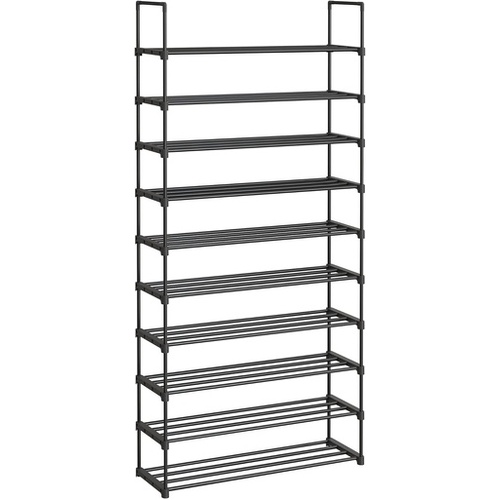 10 Tier Metal Shoe Rack for 50 Pairs of Shoes Black