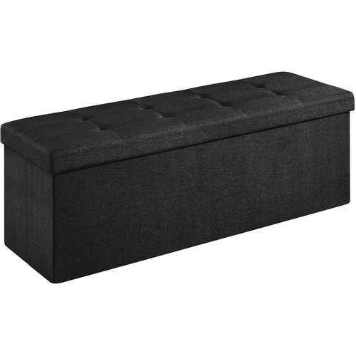 110cm Foldable Bench with Storage Space and Divider Black