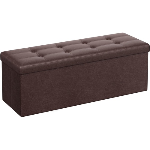 110cm Folding Ottoman Bench Footrest Brown