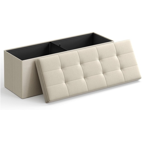 109cm Folding Storage Ottoman Bench Beige