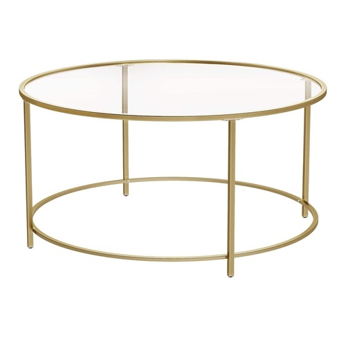  Round Glass Top Coffee Table with Metal Frame