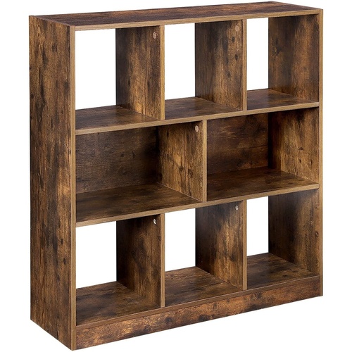  Bookcase with Open Shelves Rustic Brown