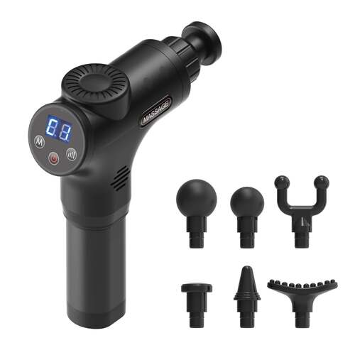 Rechargeable Percussion Massage Gun - Handheld Muscle Pistol - 6 Heads LCD