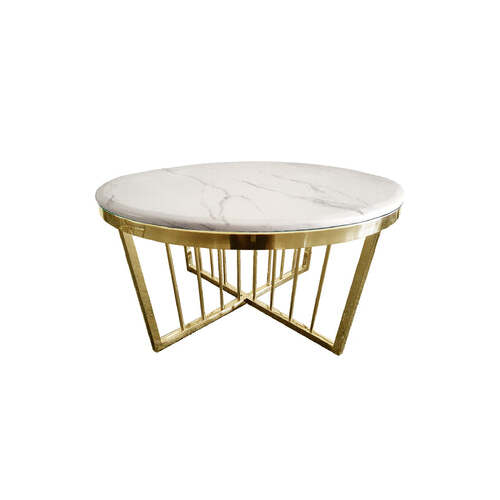 Salina Coffee Table - Marble - 90cm Gold