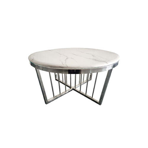 Salina Coffee Table - Marble - 90cm Silver