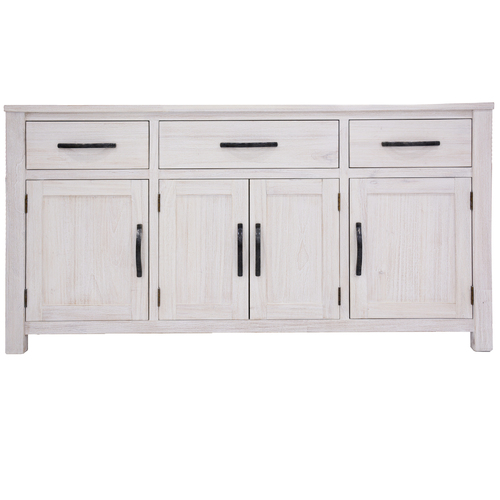 Buffet Table 158cm 4 Door 3 Drawer Solid Mt Ash Timber Wood - White