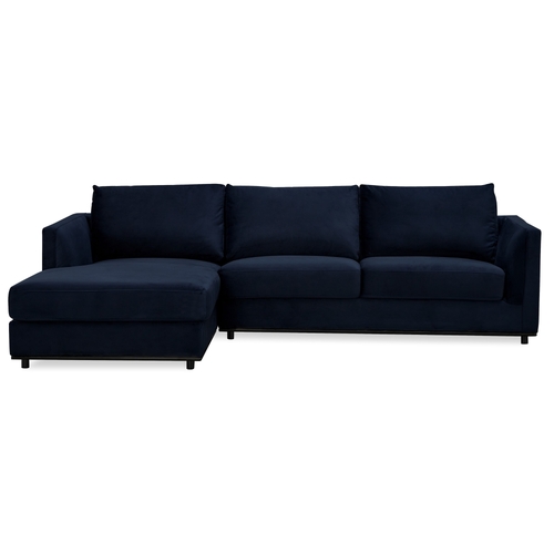 2 Seater Velvet Fabric Corner Sofa Lounge LHF Chaise - Navy