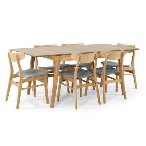 7pc Set Dining Set 150 - 190cm Extendable Table 6 Chair Scandinavian Style