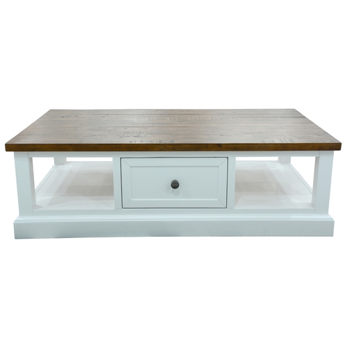 Coffee Table 130cm 2 Drawer Solid Acacia Timber Wood