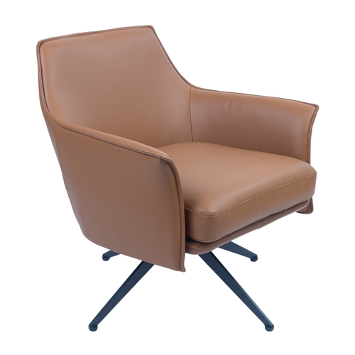 Leather Swivel Occasional Chair Lounge Seat - Beige
