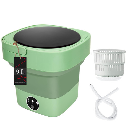 Mini 8L Portable Foldable Washing Machine Washer for Underwear Baby Clothes Camping Travel Green