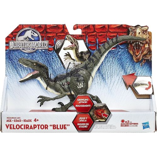 Hasbro Jurassic World Velociraptor Blue Figure With Sound and Lights