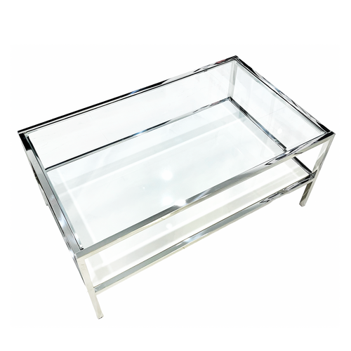 Vogue Coffee Table - White Marble Stone & Glass