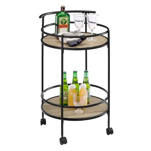 2 Tiers Kitchen Rolling Bar Cart In Natural