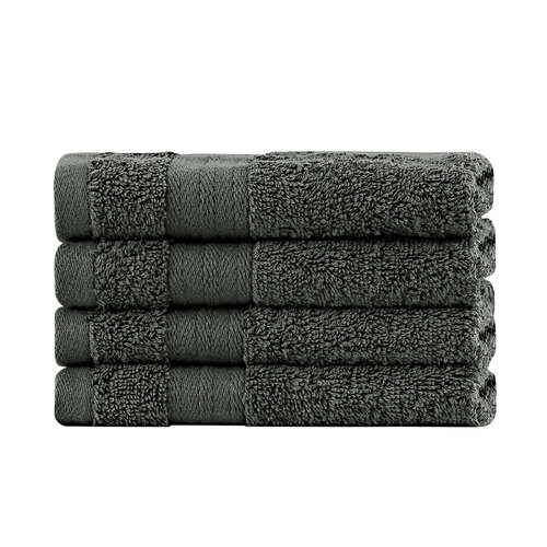 Bath Towel Set - 4 Piece Cotton Washcloths - Charcoal