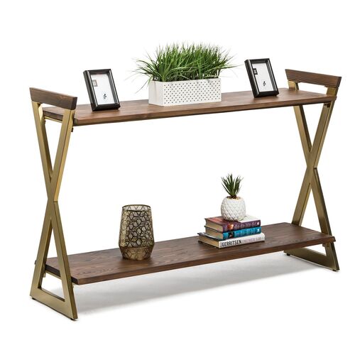 Wooden Entryway Hallway Console Table with Shelves