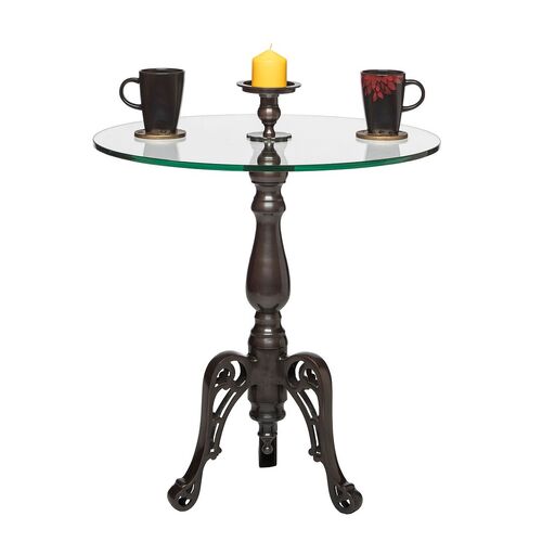 Iron Round Glass Coffee Table with Detachable Candle Holder