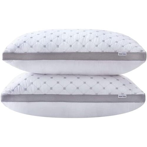 Gioia Casa Premium Bamboo Cooling Twin Pack Plush Down-Like Pillows - Medium to High Profile (2PCS) - with Free 2 Quilted Pillow Protectors (Improved