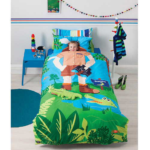 Cubby House Reversible Croc Hunter Quilt Cover Set Single