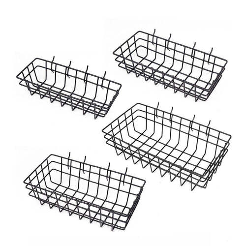 4Pc Pegboard Baskets Set Storage Bins Peg Board Organizer 4 Size Display Hangers