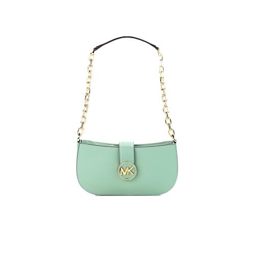 Michael Kors Women's Car Small Sea Green Leather Pouchette Shoulder Crossbody Purse - One Size