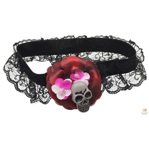 Skull & Rose Leg Garter Skeleton Halloween Costume Party Lace Accessory