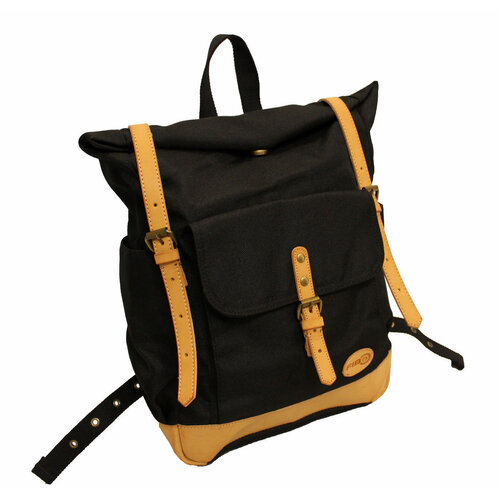 FIB Water Resistant Backpack Canvas Dry Bag w Roll Top Closure - Black