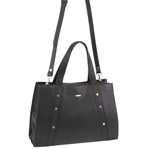 Morrissey Womens Italian Structured Leather Bag Tote Handbag Ladies - Black