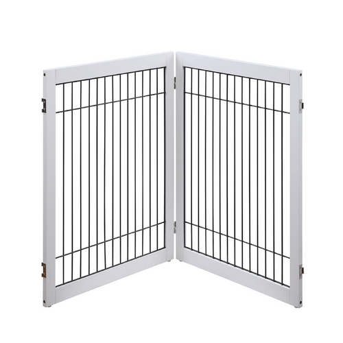 Wooden Dog Pen and Pet Gate Two-Panel Extension, White