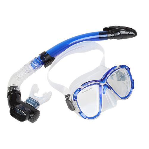 Adult Snorkeling Swimming Diving Mask & Snorkel - Quality Tempered Glass