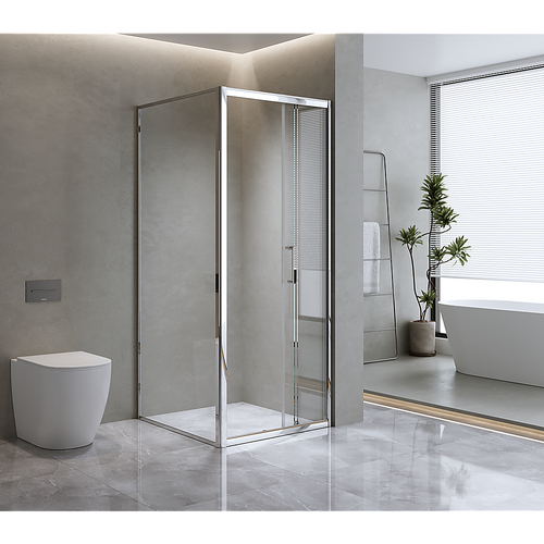 40mm Adjustable Contemporary Corner Sliding Chrome Shower Screen 116x80cm