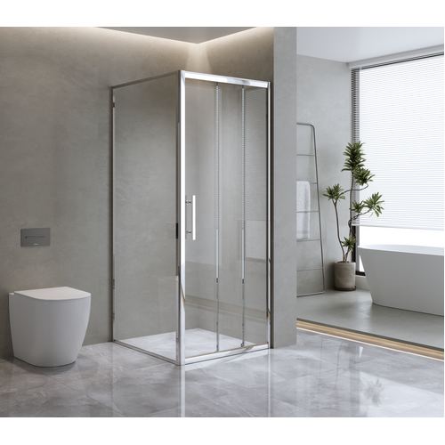 40mm Adjustable Contemporary Corner Sliding Chrome Shower Screen 120x80cm