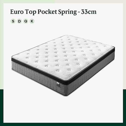 Mattress Double Euro Top Pocket Spring Motion Isolation CertiPUR-US Certified