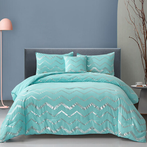 Blue Gradient Comforter Set, King Size, Modern 3-Piece Bedding with Pillowcases