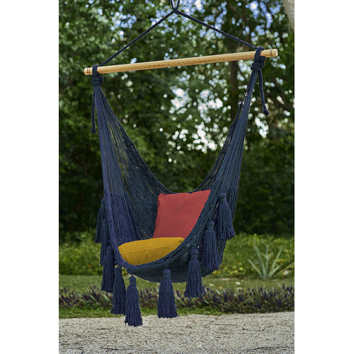 Deluxe Extra Large Mexican Hammock Chair in Outdoor Cotton Colour Blue