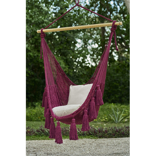 Deluxe Extra Large Mexican Hammock Chair in Outdoor Cotton Colour Maroon