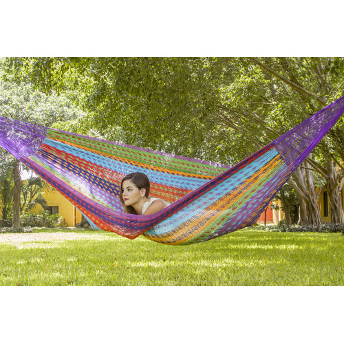 Outdoor undercover cotton Mayan Legacy hammock Family size Colorina