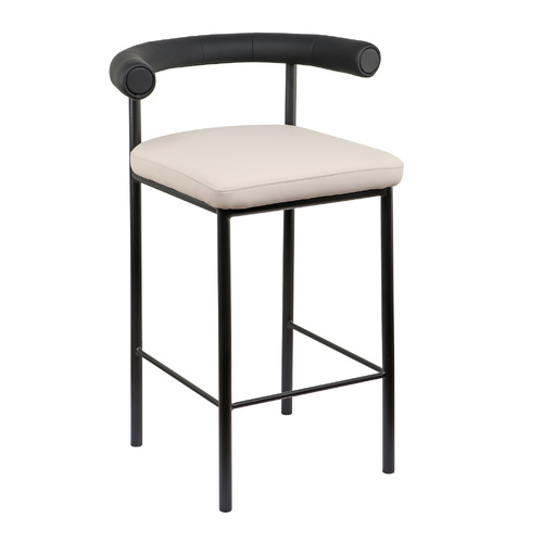 Cedric Kitchen Bar Stool - Black and Beige