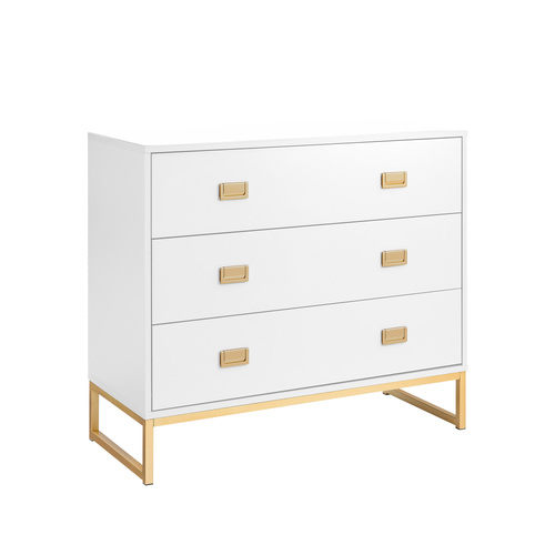 Amara Chest of Drawers Tallboy Dresser - White/Gold