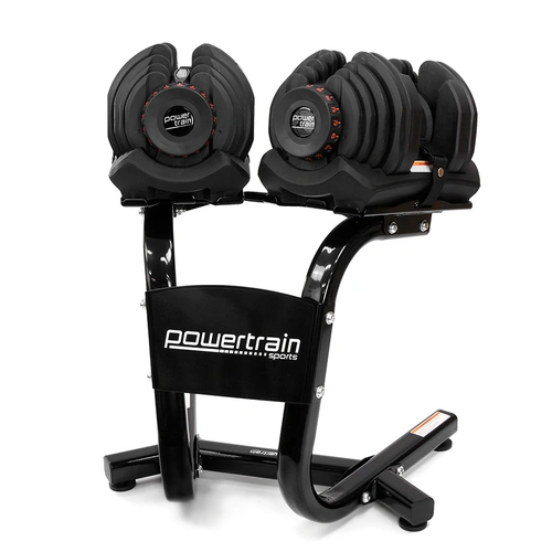 2x 40kg Powertrain Adjustable Dumbbells with Stand