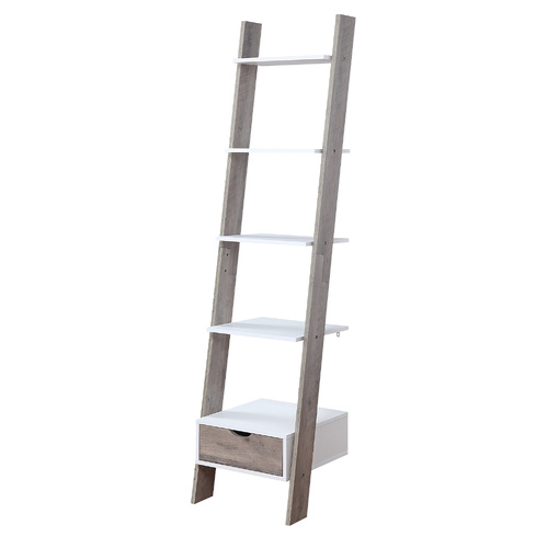 Mira 5-Tier Ladder Shelf - White and Grey Oak