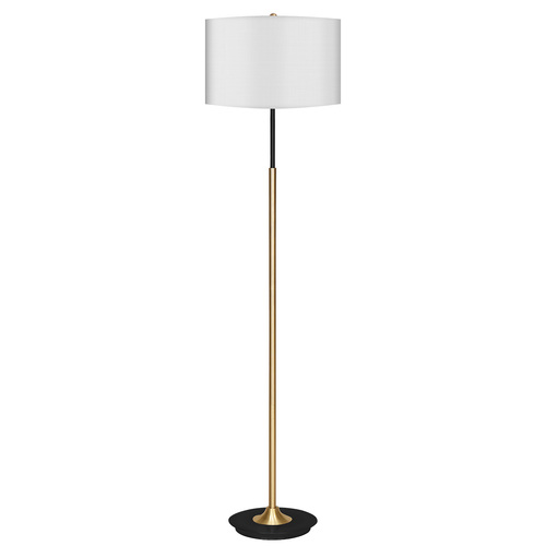 Metal Floor Lamp Brushed Brass Finish with White Shade