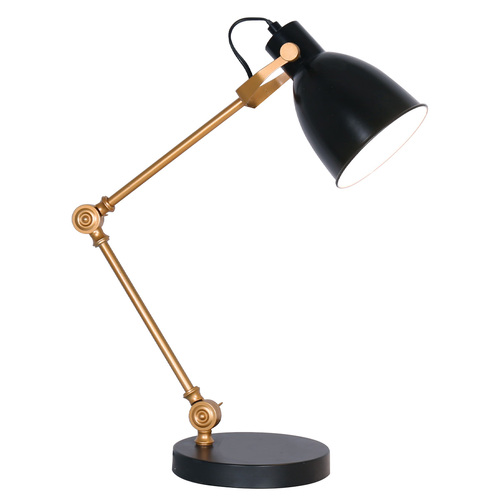 Adjustable Metal Table Lamp in Black and Gold