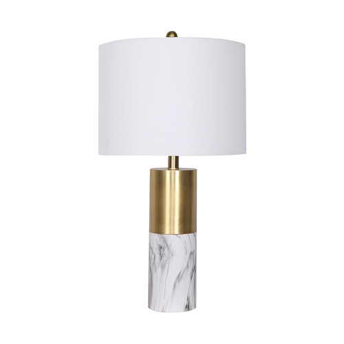 Metal and Marble Table Lamp - White