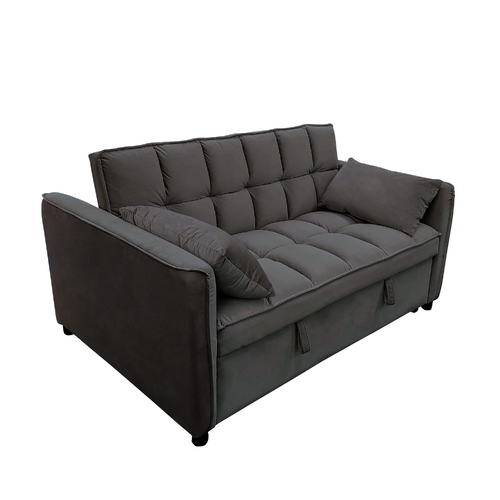 Sarantino Quincy Tufted 2-Seater Velvet Sofa Bed - Dark Grey